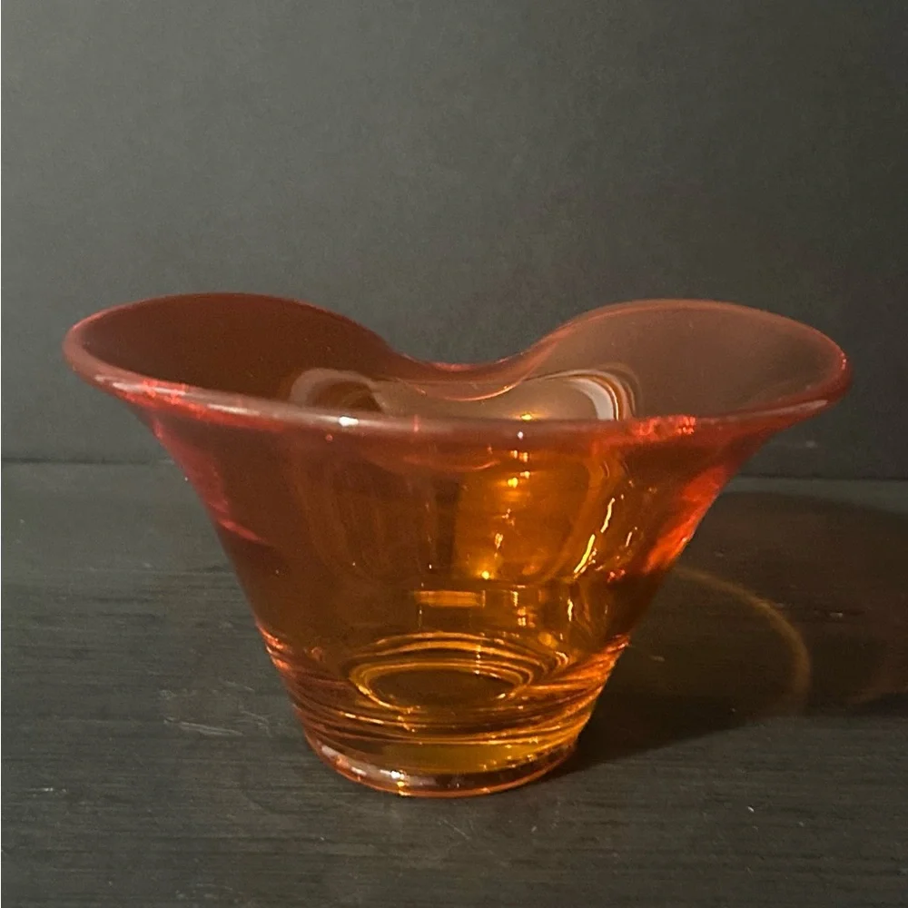 Viking Glass Epic Art Deco Persimmon Lipped Candy/Bon Bon Dish